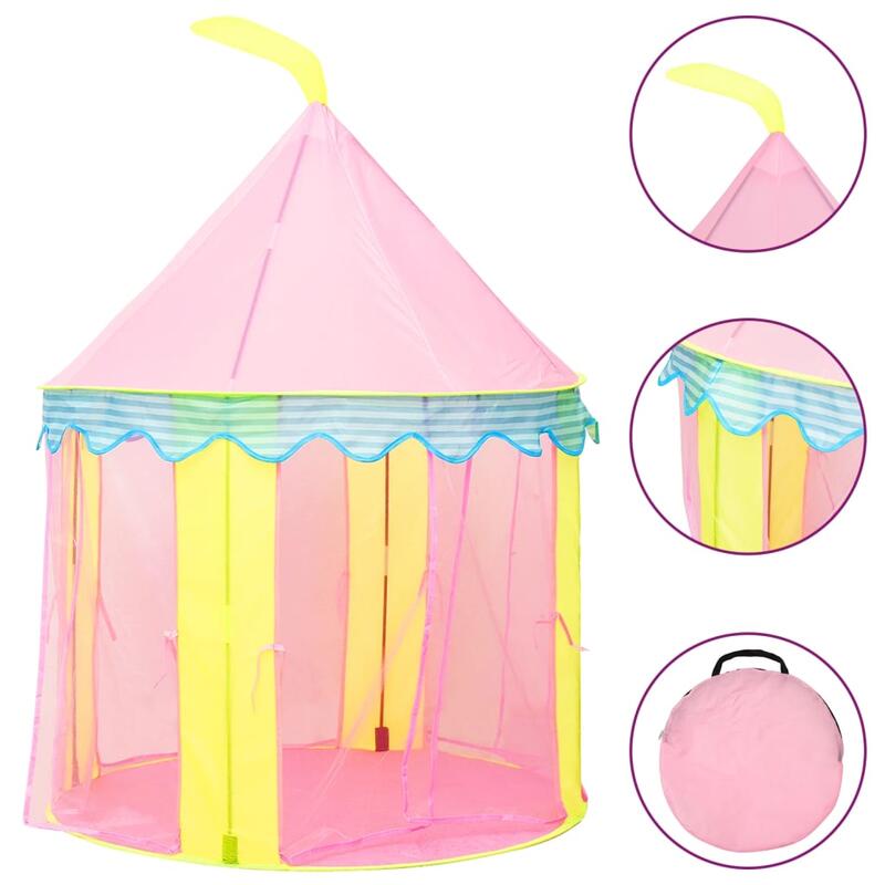 Tenda de brincar infantil com 250 bolas 100x100x127 cm rosa