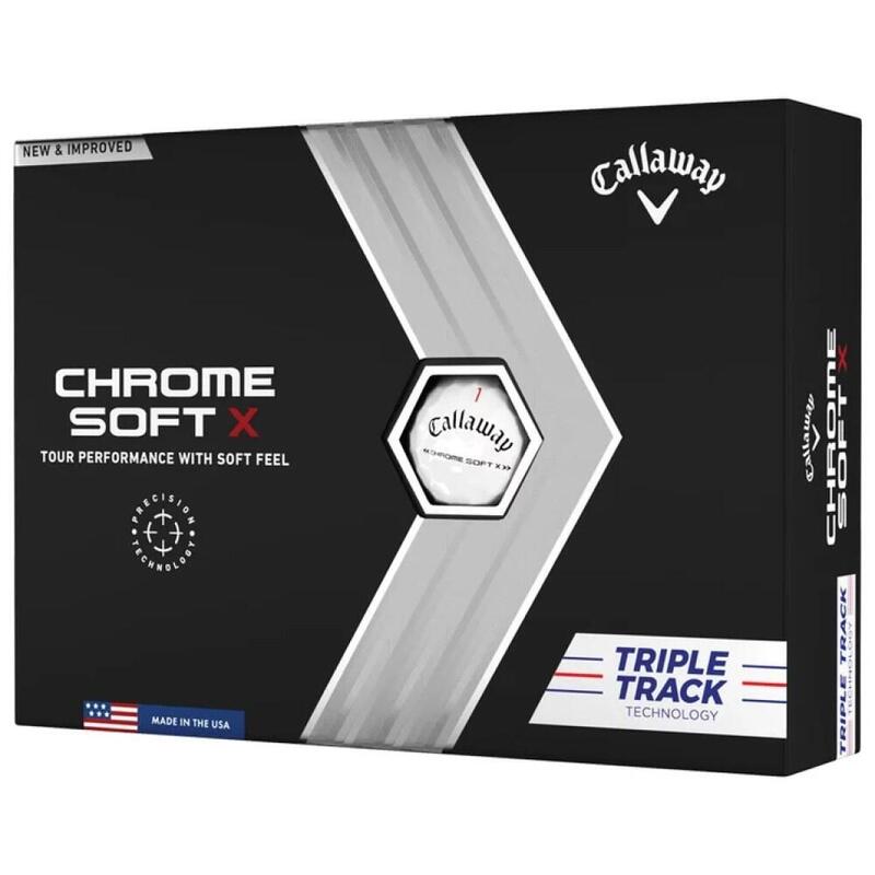 Boite de 12 Balles de Golf Callaway Golf Chrome Soft X Triple Track New