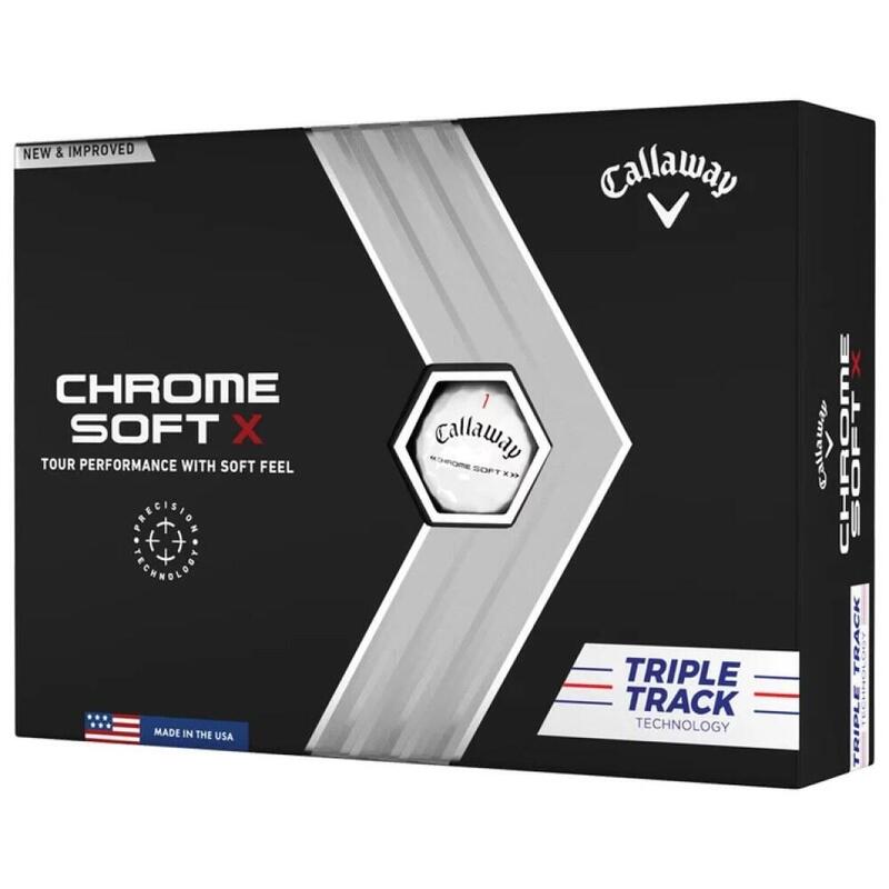 Packung mit 12 Golfbällen Callaway Chrome Soft X LS Triple Track New