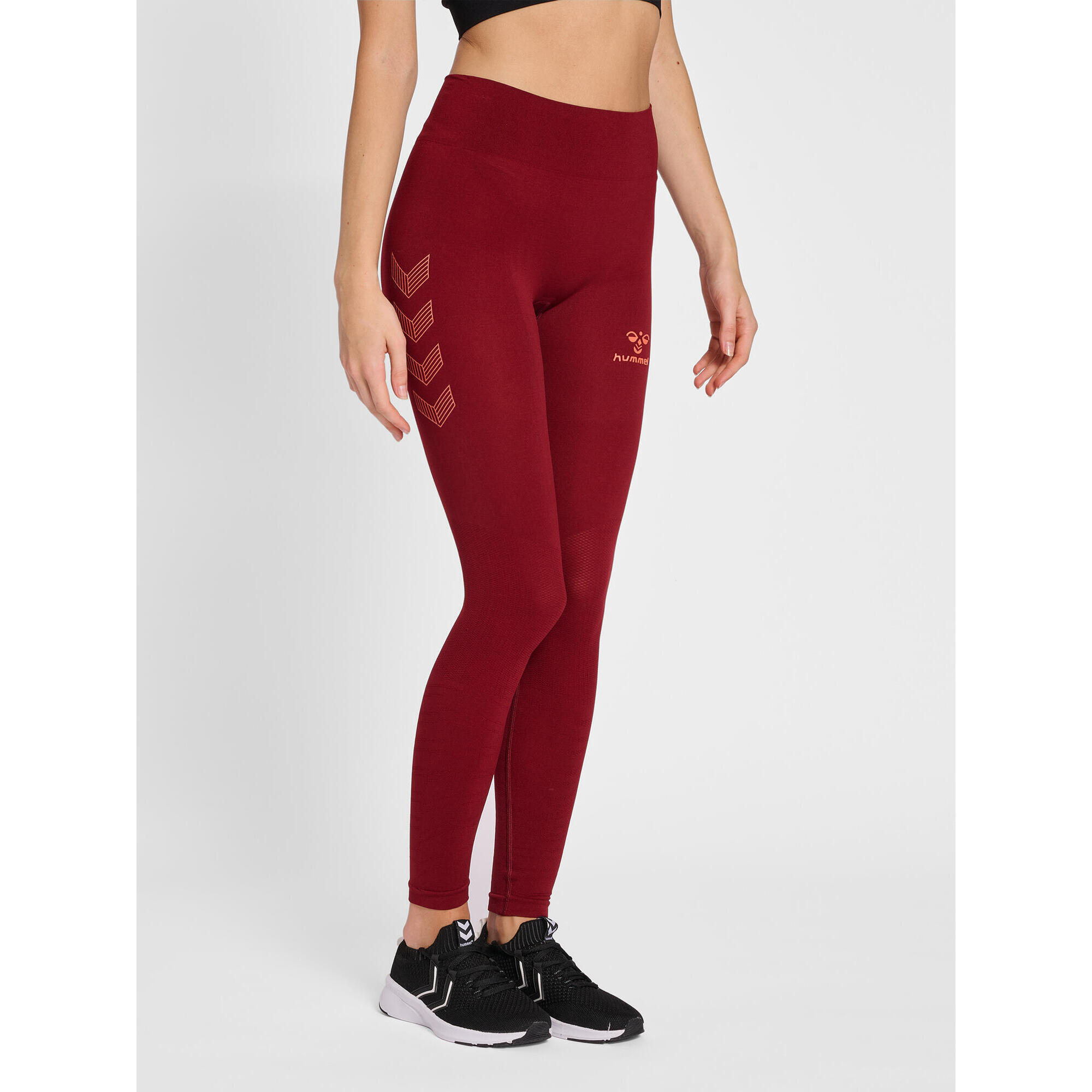 Hummel - Enfiler Collants Hmlongrid Femme Hummel - Legging - Marron|orange|rouge - 36 Xs - Decathlon