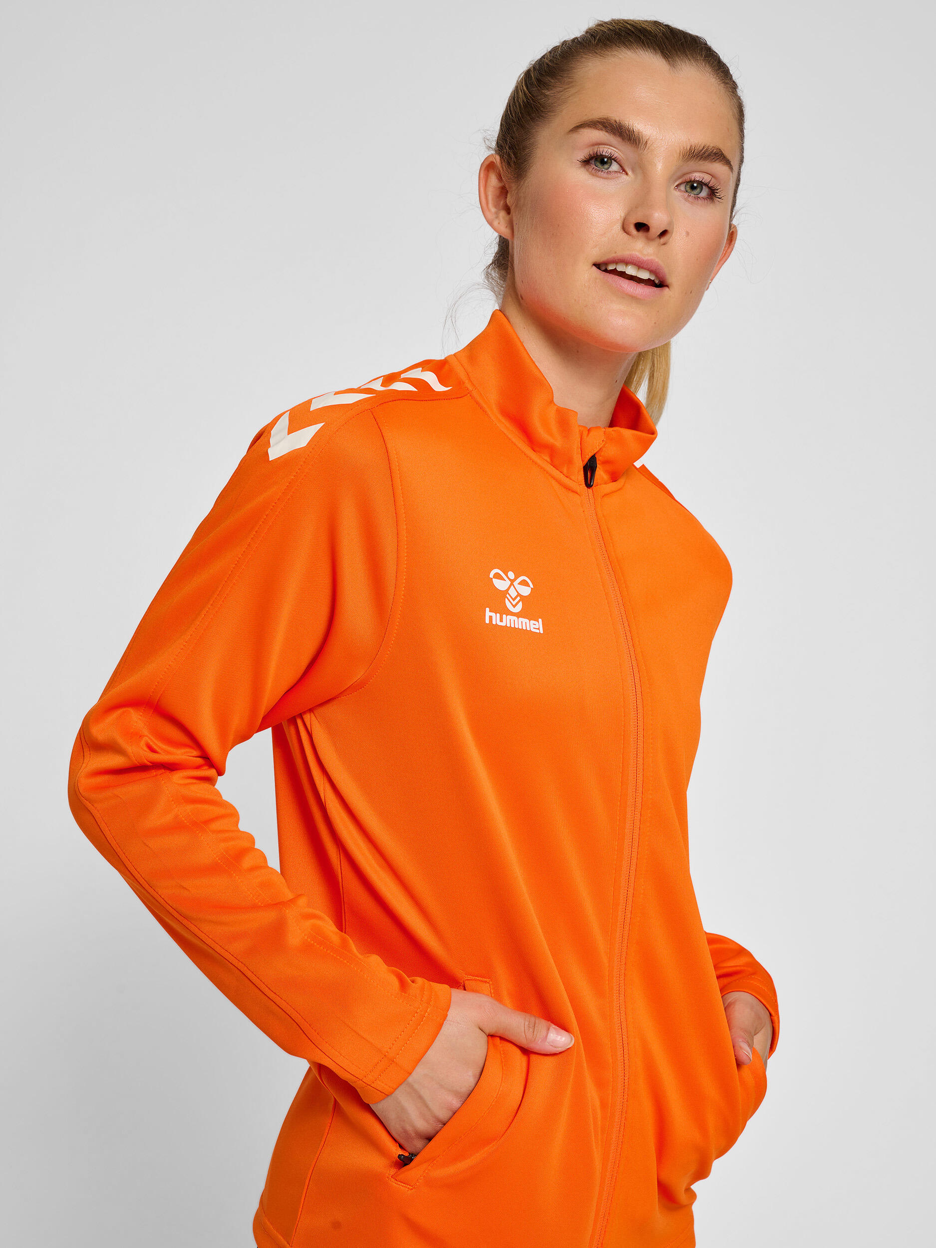 Casaco de fato de treino para desporto feminino com meio fecho de correr Hummel 4/7