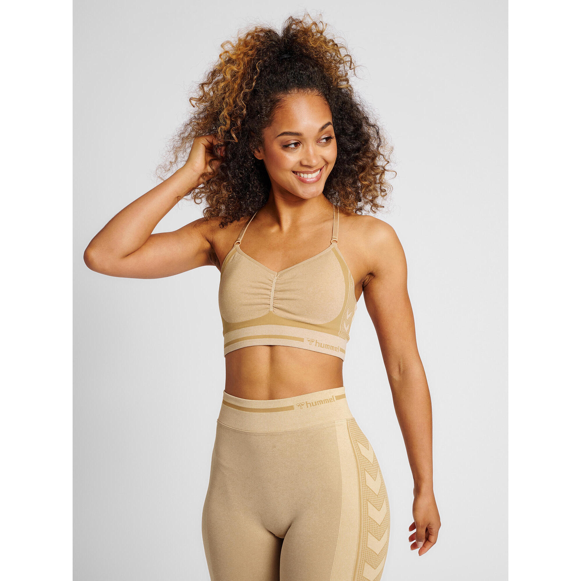 Hummel - Enfiler Top Hmlmt Lulu Femme Hummel - Brassière - Beige|marron - 36 Xs - Decathlon