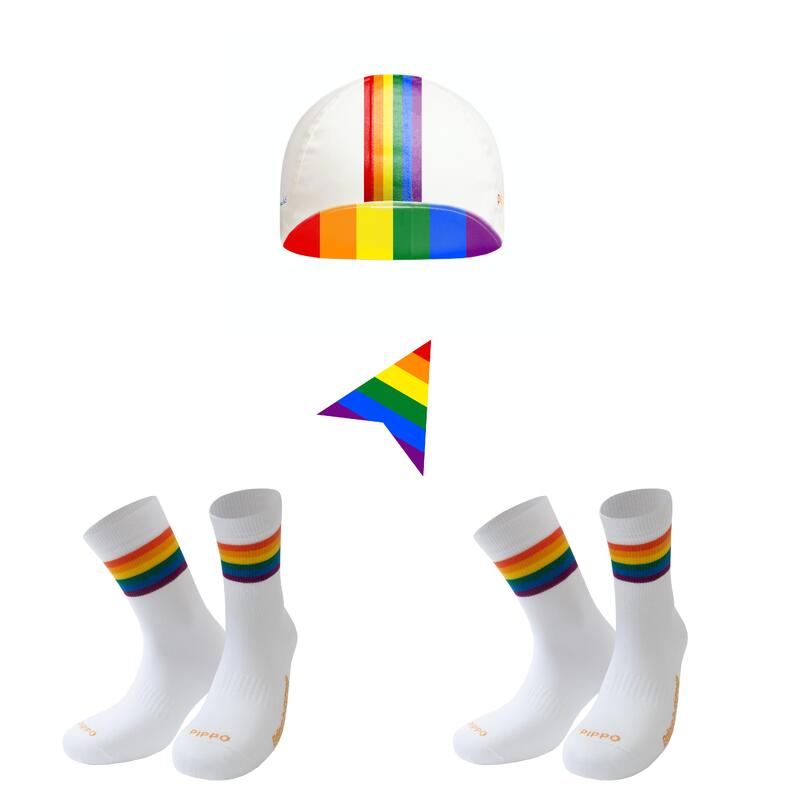 PIPPO Amsterdam Rennradsocken Statement Pride 2 Pack und Rennrad Cap