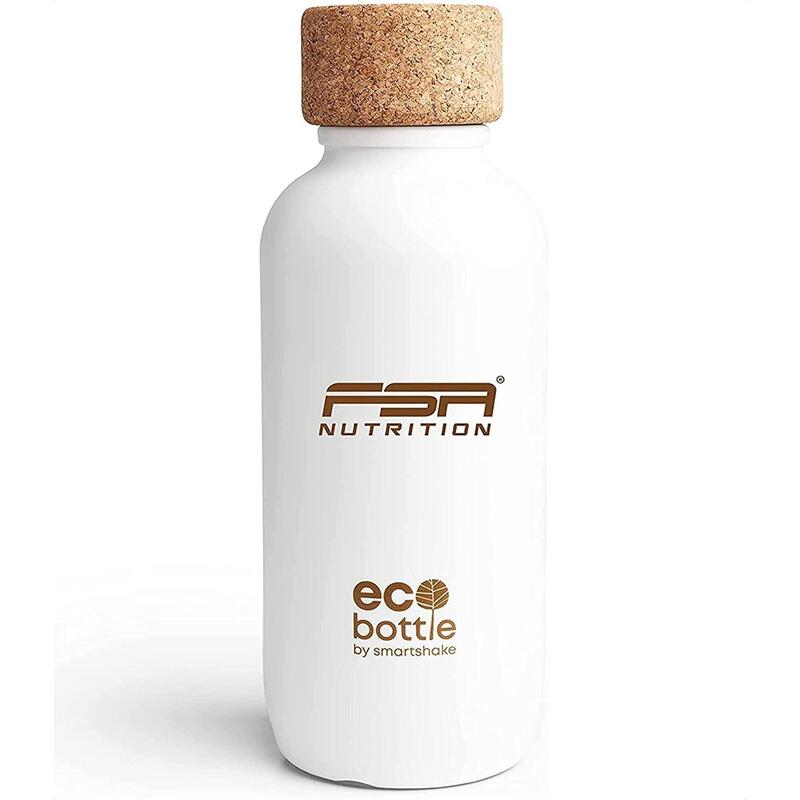 Trinkflasche 650 ml aus Öko-Materialien (Zuckerrohr & Naturkork) - Weiß
