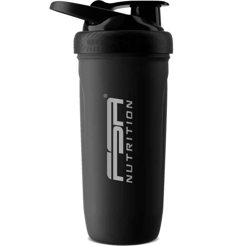 Edelstahl Protein Shaker 800ml mit Sieb für cremige Protein Shakes - Schwarz