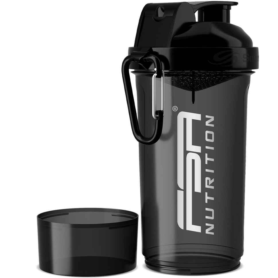 Protein Shaker 800ml mit Pulverfach für cremige Proteinshakes Schwarz