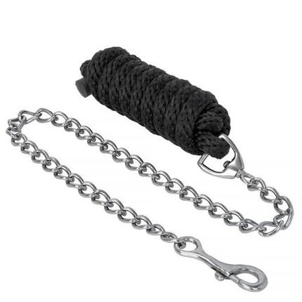 Führstrick für Pferde mit Kette START Schwarz (Karabinerhaken)