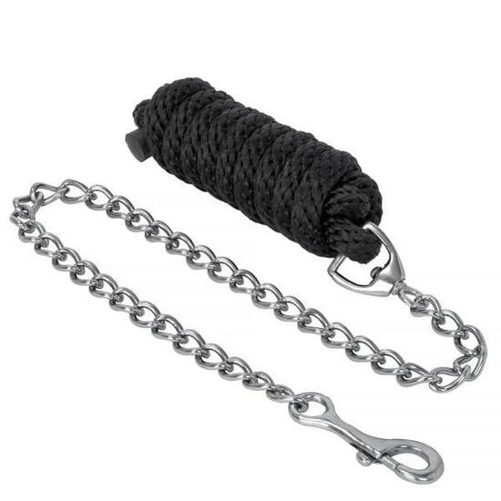 Führstrick für Pferde mit Kette START Schwarz (Karabinerhaken)