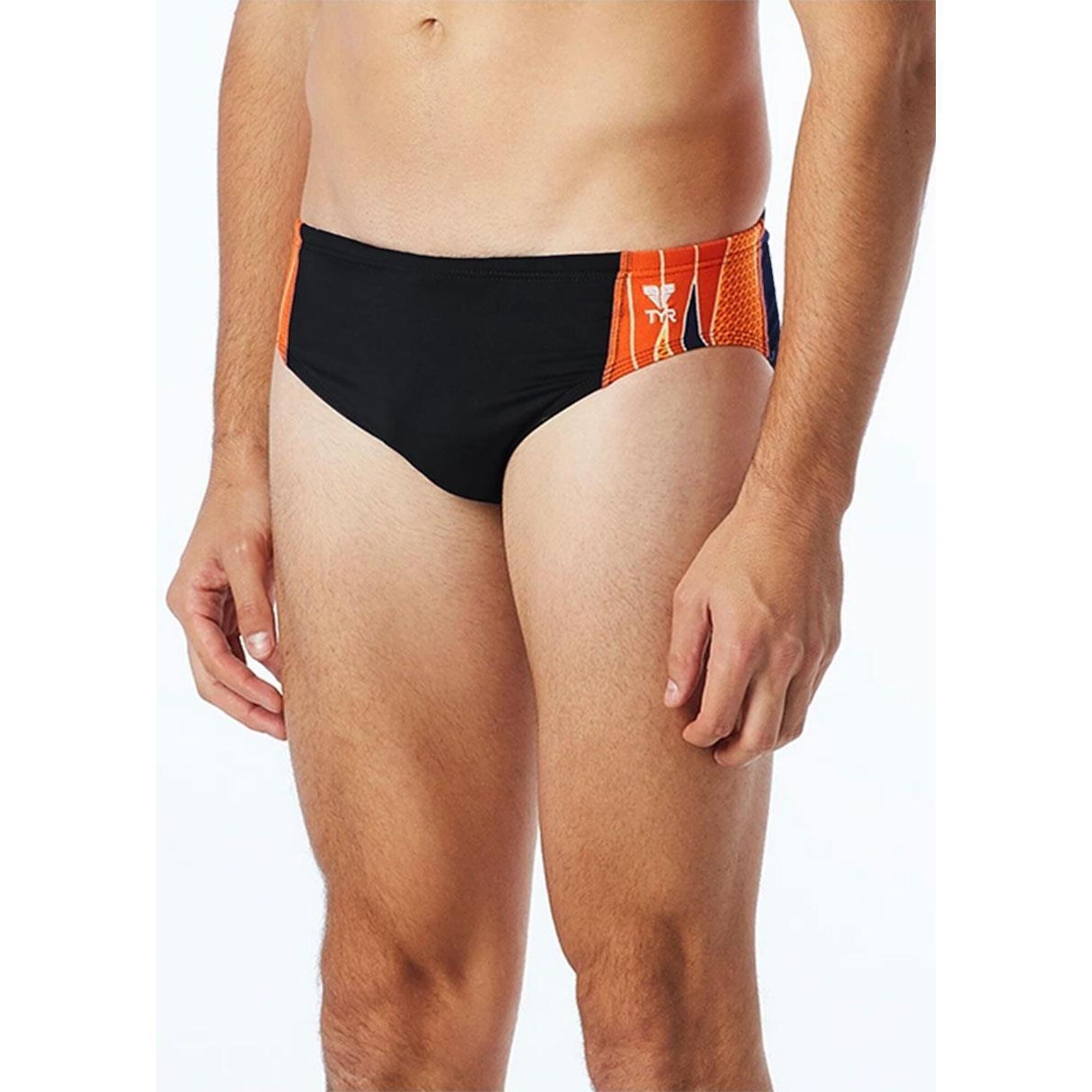 TYR TYR Men's Phoenix Splice Racer Briefs - Black/ Orange