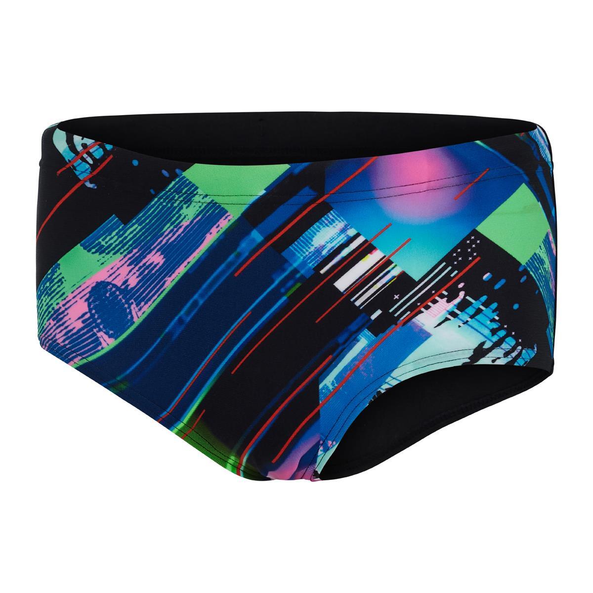 Speedo Boy's Glitchzone 13cm Brief - Black/ Red/ Green 4/5