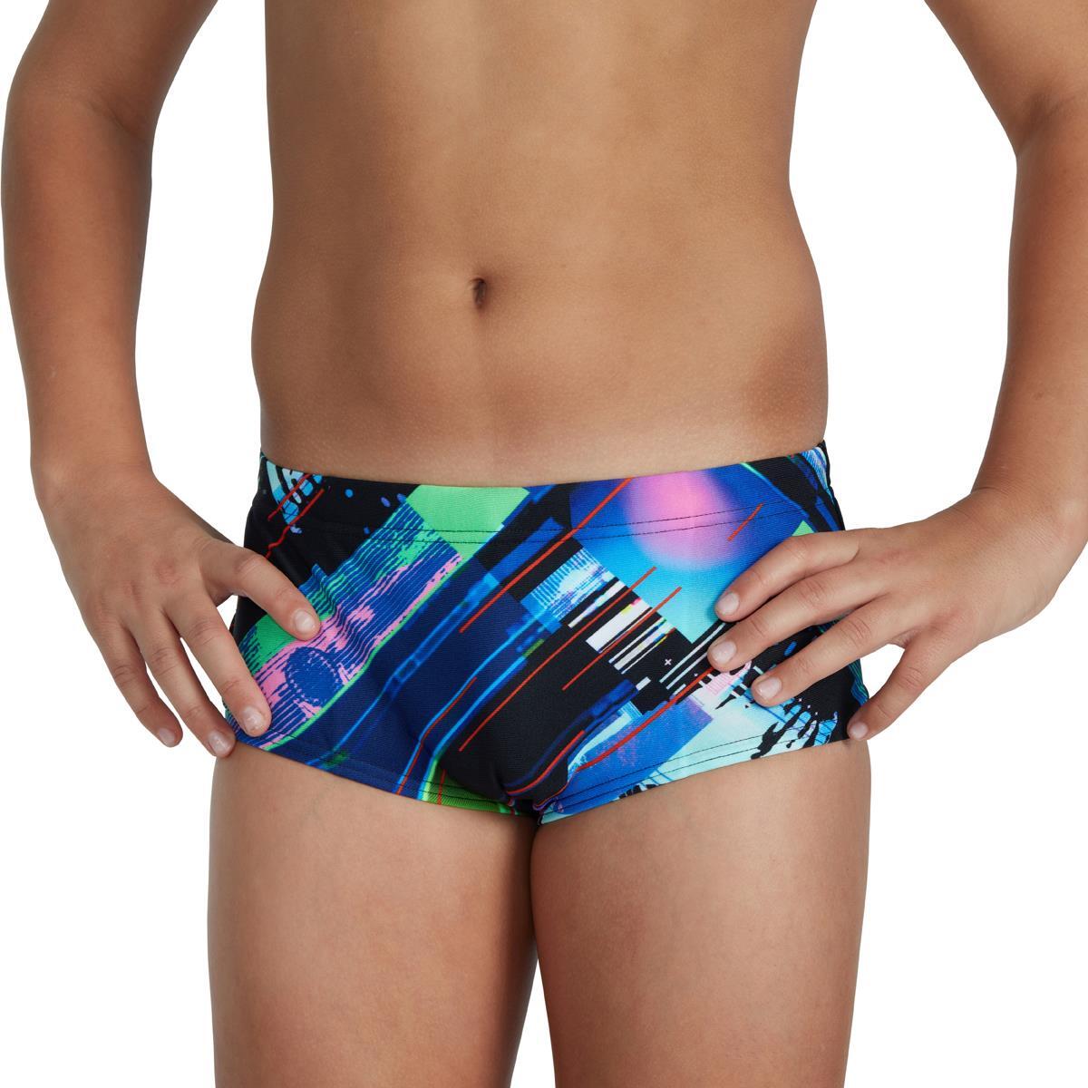 Speedo Boy's Glitchzone 13cm Brief - Black/ Red/ Green 3/5