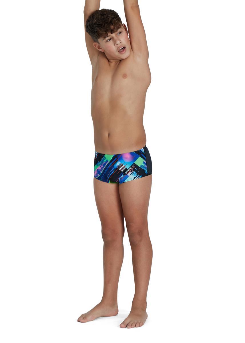 Speedo Boy's Glitchzone 13cm Brief - Black/ Red/ Green 1/5