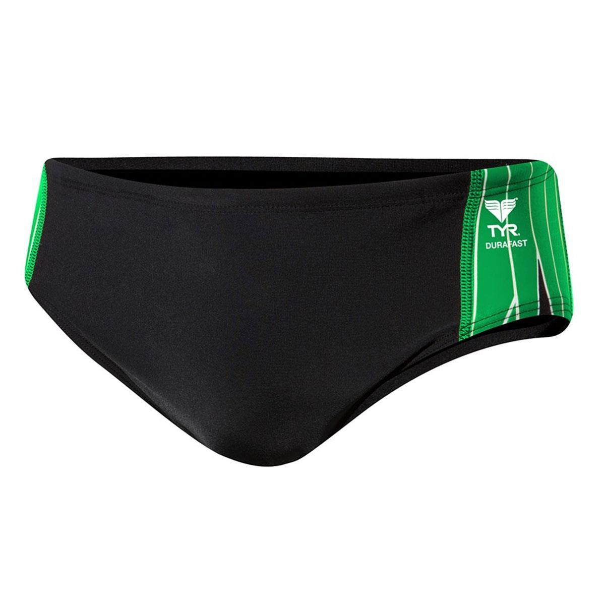 TYR Boy's Phoenix Splice Racer Briefs - Black/ Green 1/2