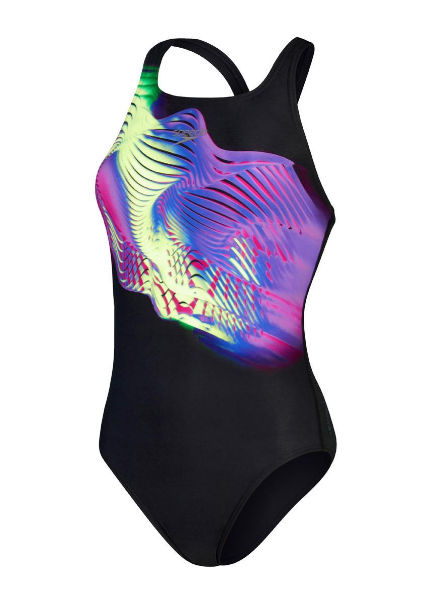 Speedo Placement Digital Medalist Swimsuit - Black/ Electric 4/7