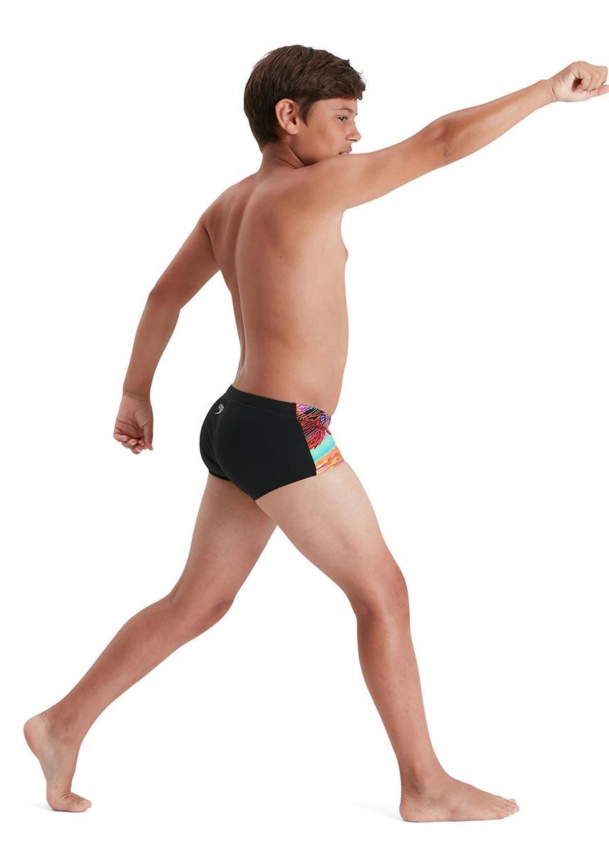 Speedo Boy's Glitche 13cm Brief - Black/ Salso/ White 3/5