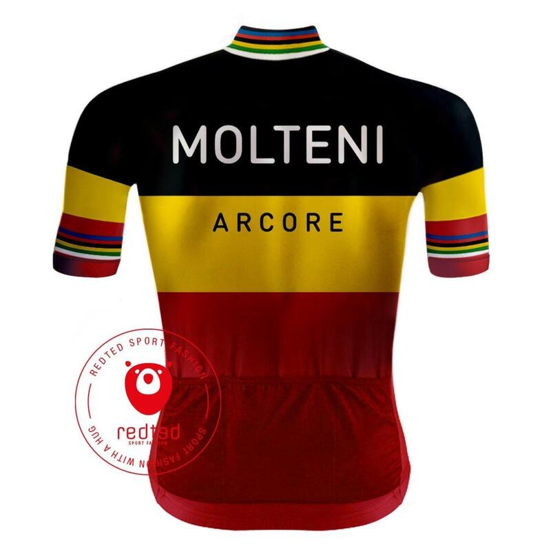 Maillot ciclista retro - Maillot Molteni de Campeón de Bélgica - ROJO