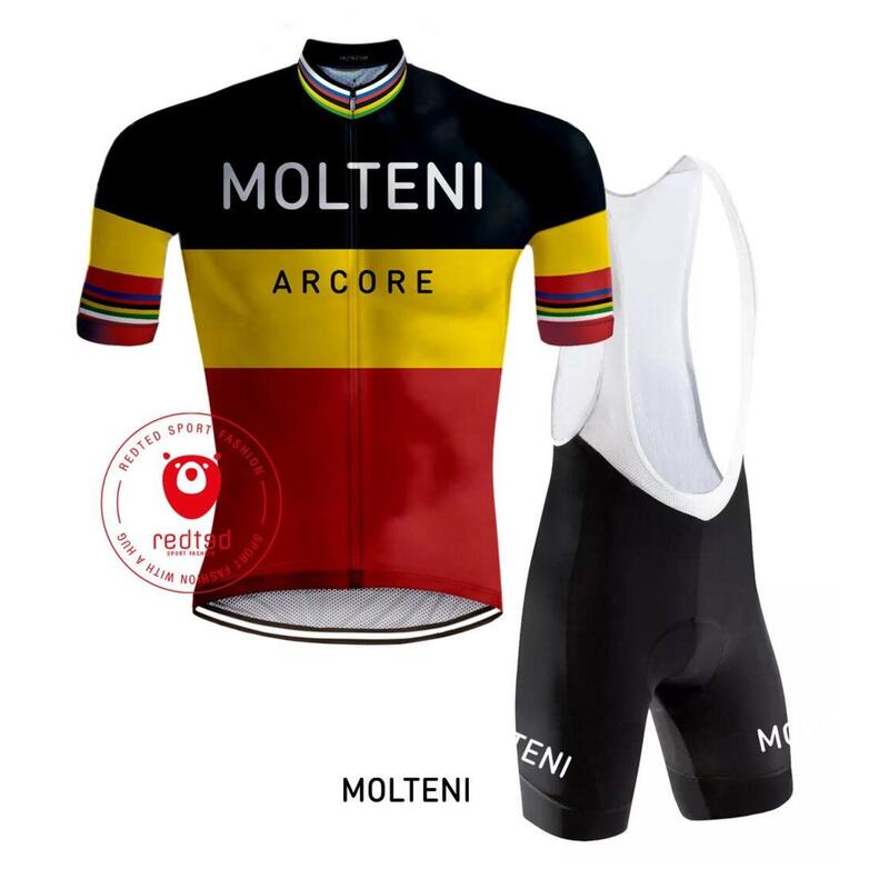 Maillot ciclista retro - Maillot Molteni de Campeón de Bélgica - ROJO