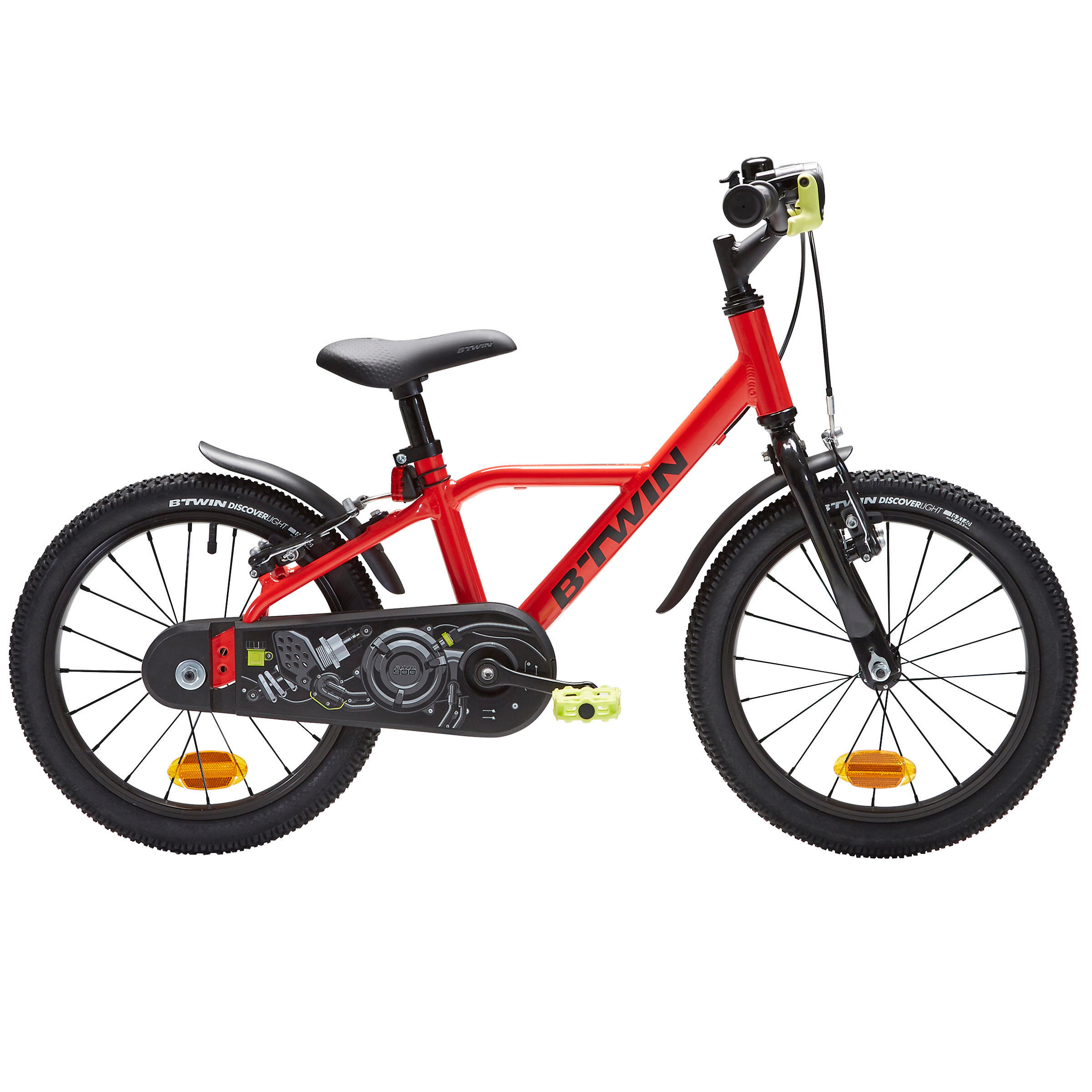 BTWIN Refurbished Kids 16 Inch chain guard easy-braking bike - Red - C Grade