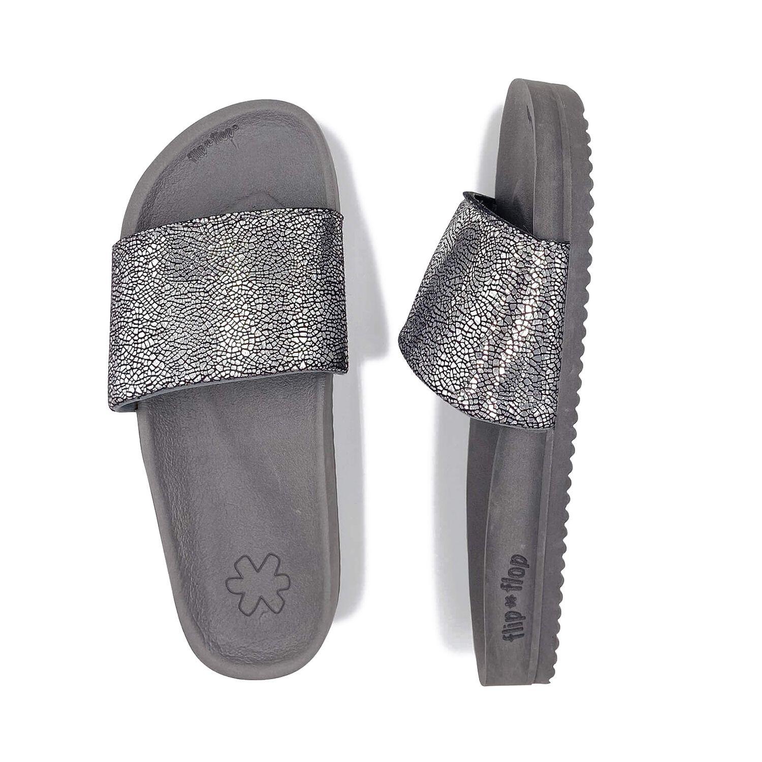 Femme Sandale pool metallic cracked Acier 4/4