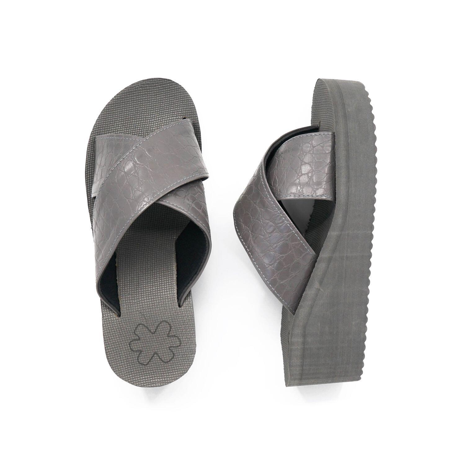 Damen Sandale wedge*cross croco Steel 4/4