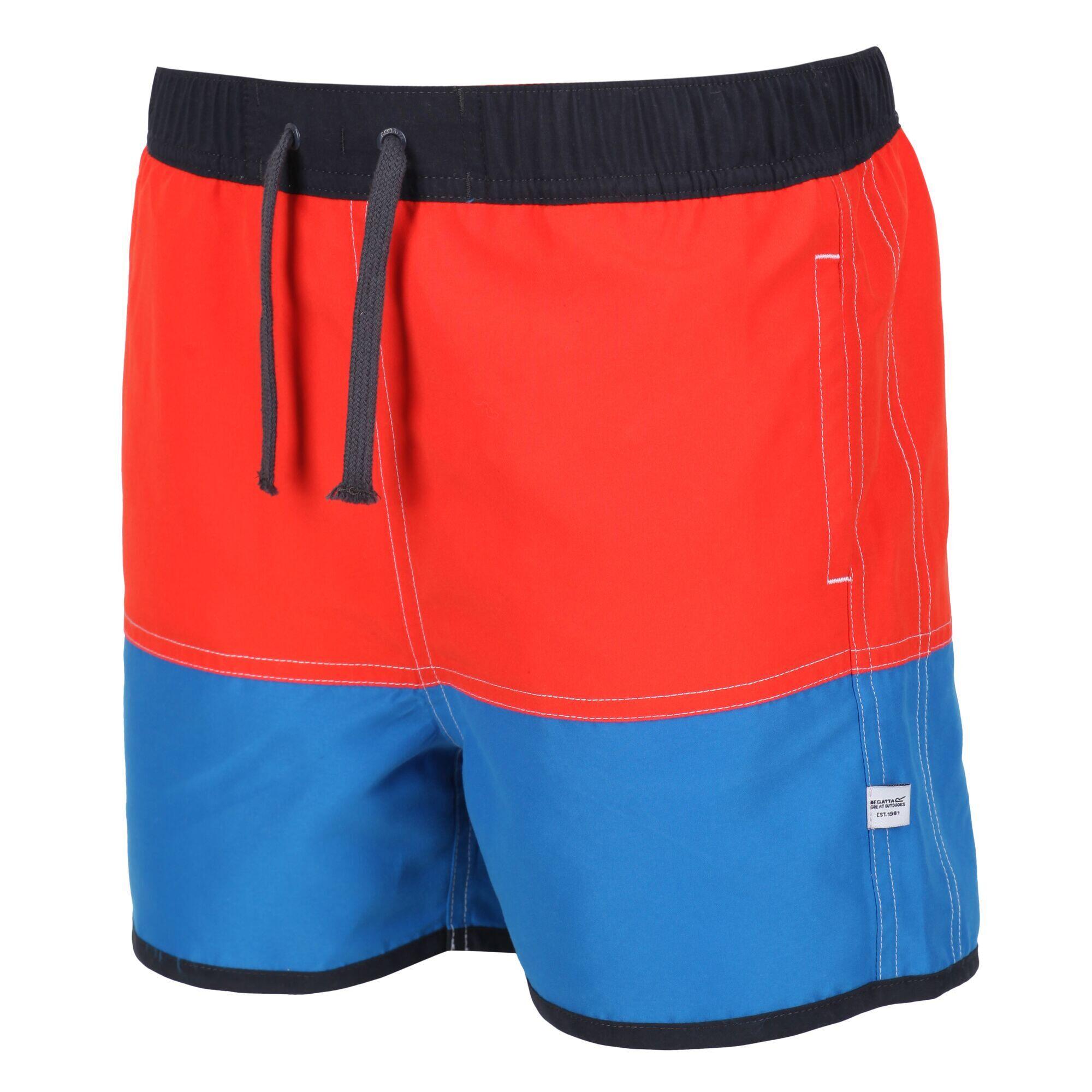 Childrens/Kids Sergio Swim Shorts (Fiery Red/Imperial Blue) 3/5