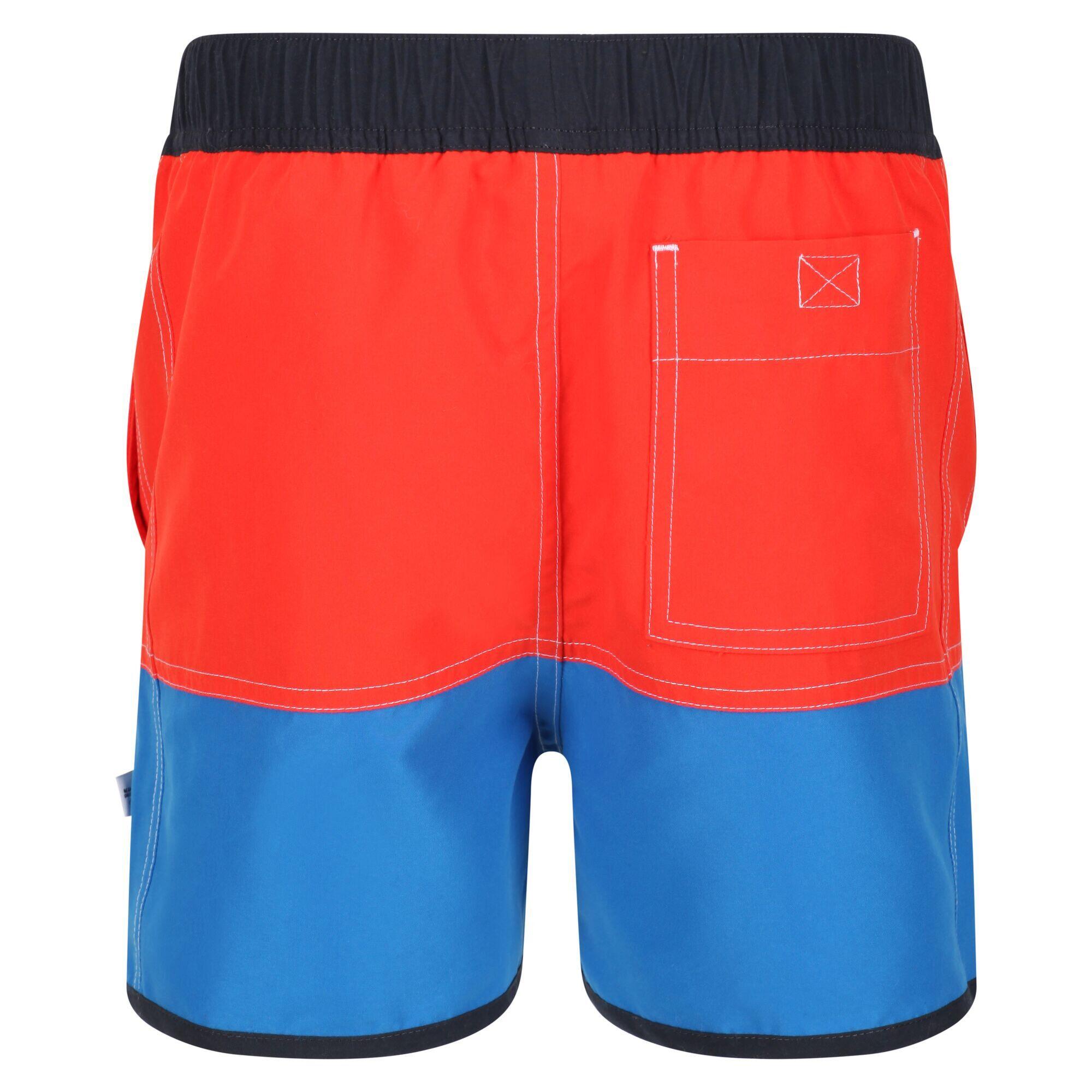 Childrens/Kids Sergio Swim Shorts (Fiery Red/Imperial Blue) 2/5