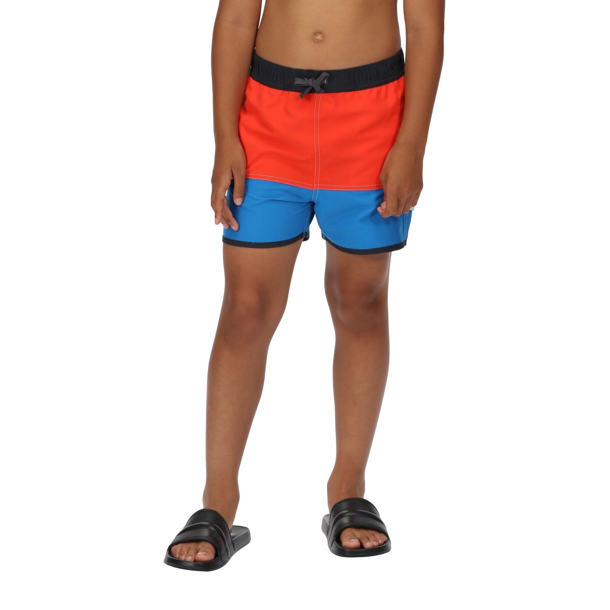 Childrens/Kids Sergio Swim Shorts (Fiery Red/Imperial Blue) 4/5