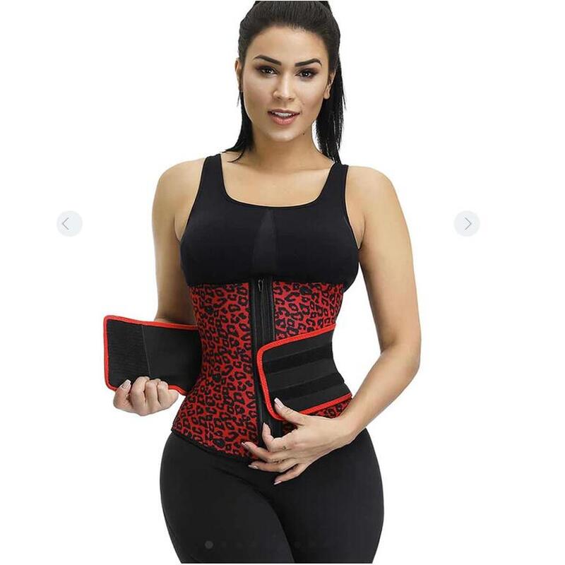 Centura Fitness pentru slabit femei, SlimBody, Negru Rosu, Neopren