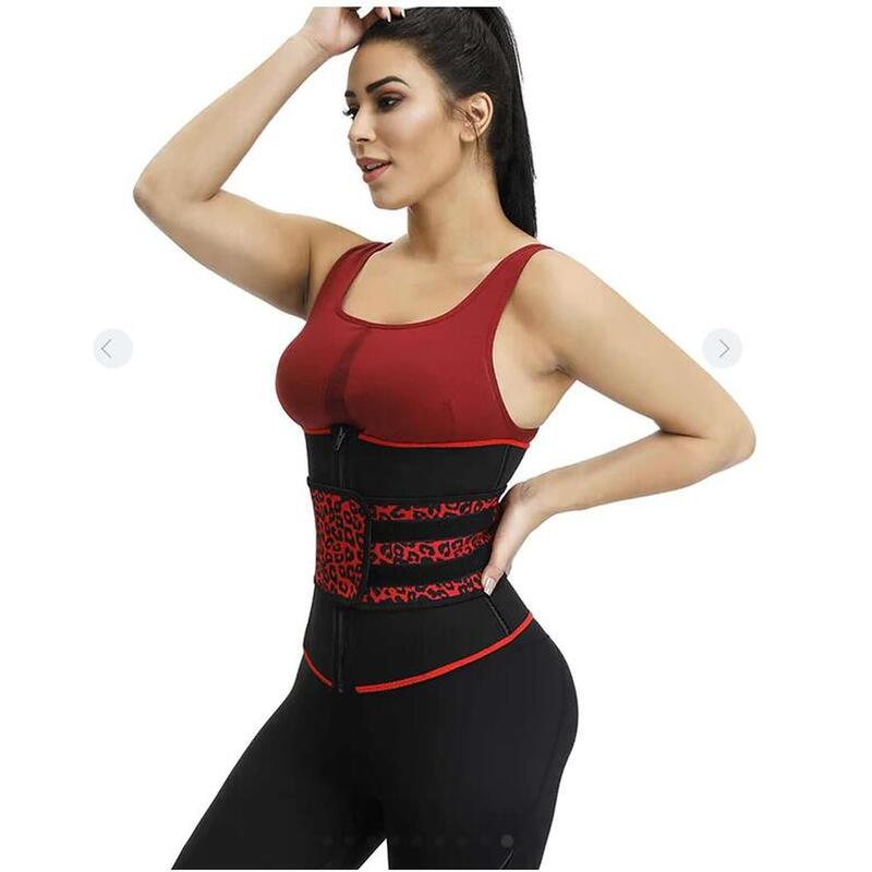 Centura Fitness pentru slabit femei, SlimBody, Negru Rosu, Neopren