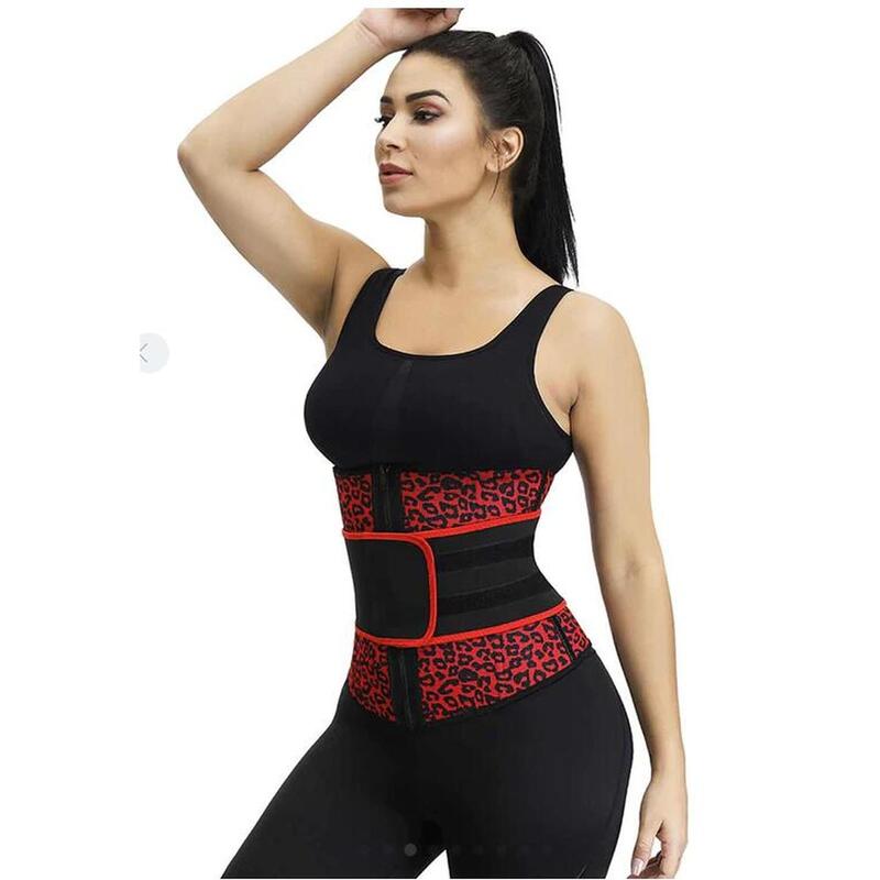 Centura Fitness pentru slabit femei, SlimBody, Negru Rosu, Neopren