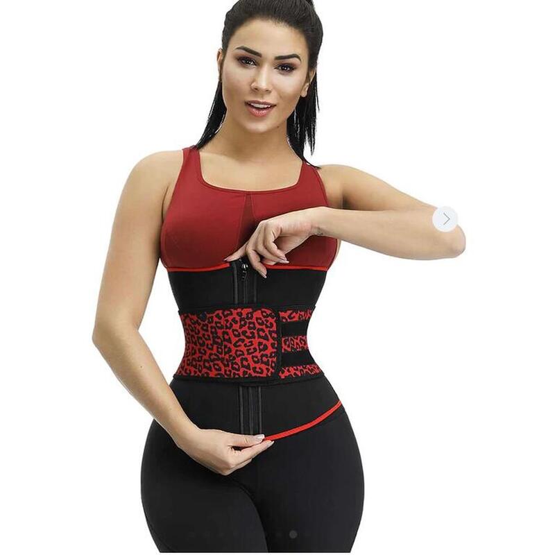 Női SlimBody Fitness öv, fekete piros, neoprén