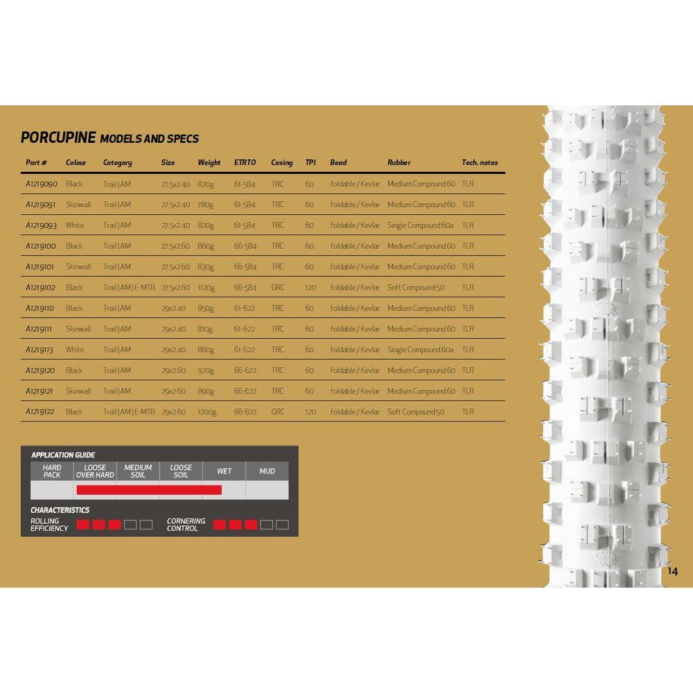 Pneus Tubeless Ready com Aro Dobrável 29x2,40/61-622 TPI 60 ONZA PORCUPINE 5/6