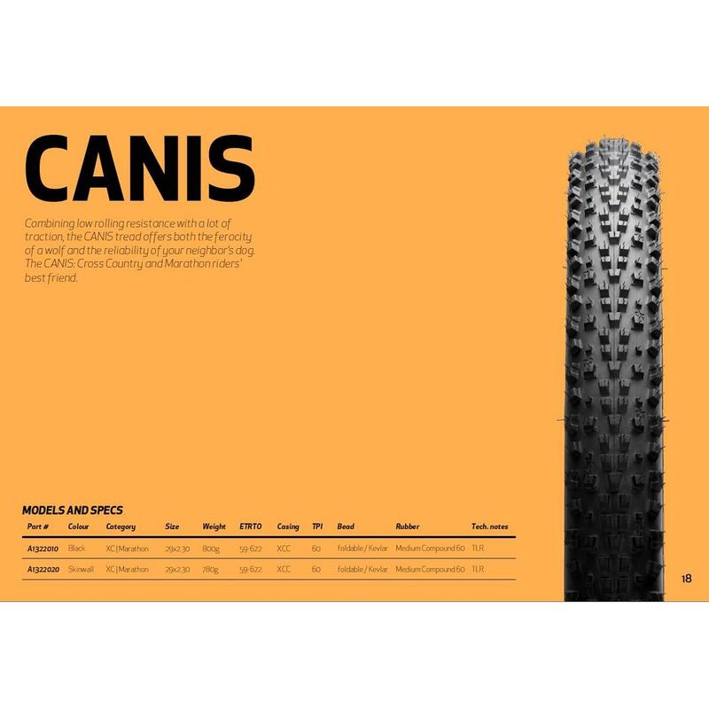 Canis 2.30, XCC, 60 TPI vouwband - skinwall