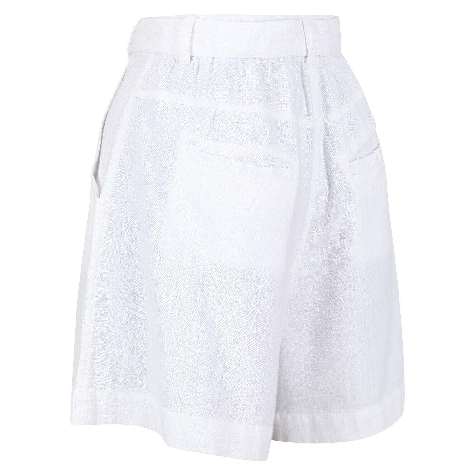 Womens/Ladies Sabela Paper Bag Shorts (White) 3/5