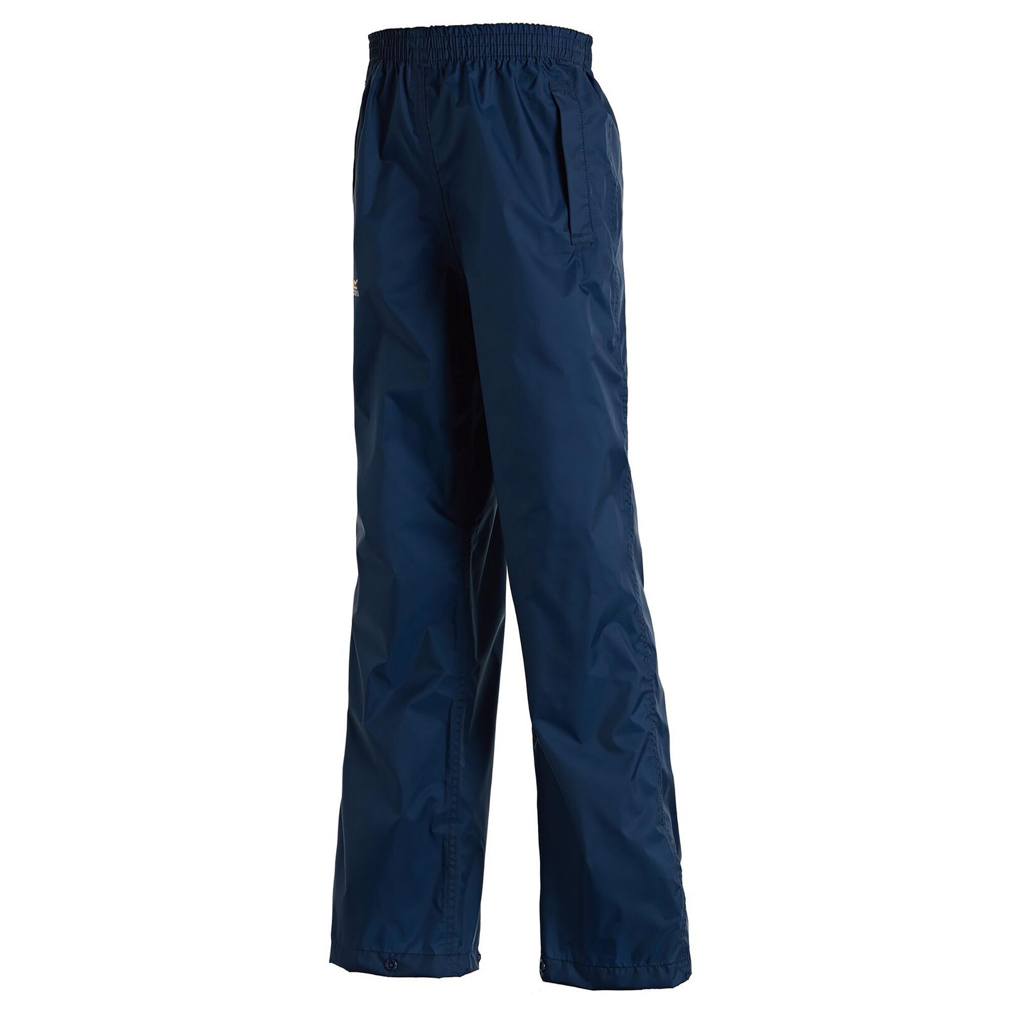 Childrens/Kids Packaway Rain Trousers (Navy) 3/4
