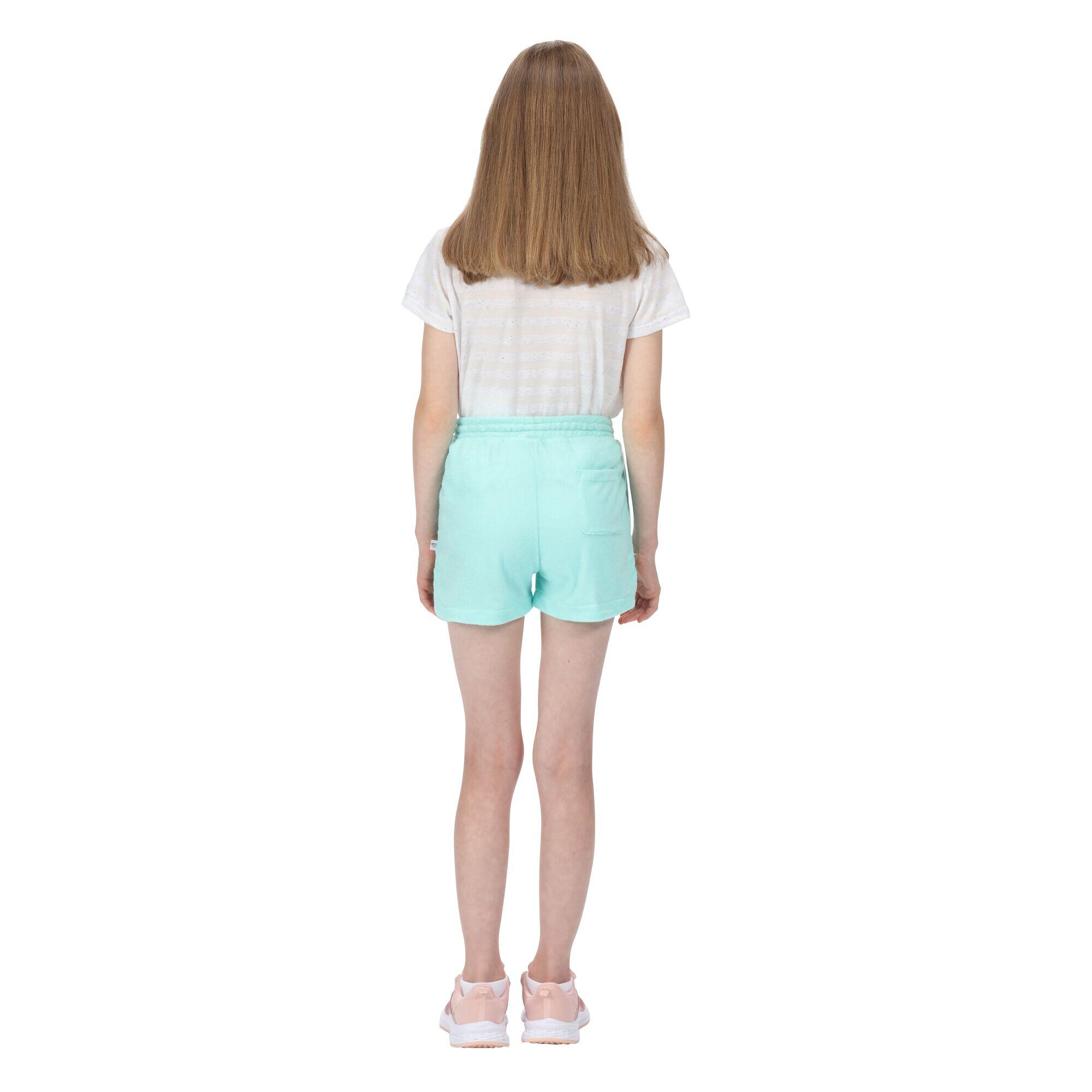 Girls Dayana Towelling Casual Shorts (Aruba Blue) 4/5