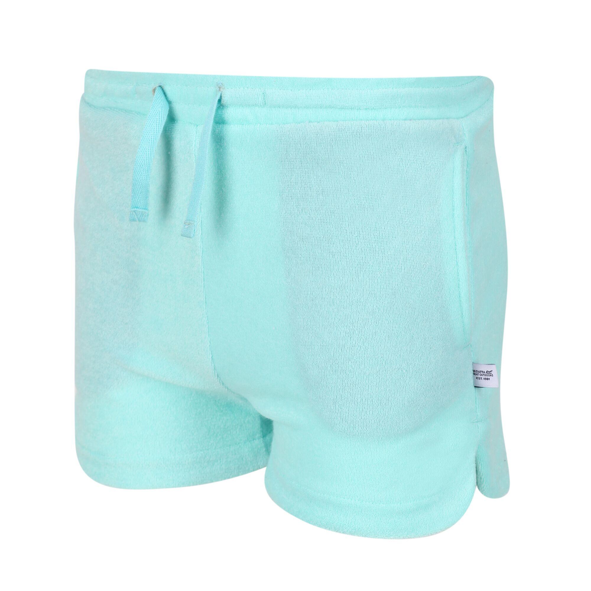 Girls Dayana Towelling Casual Shorts (Aruba Blue) 3/5