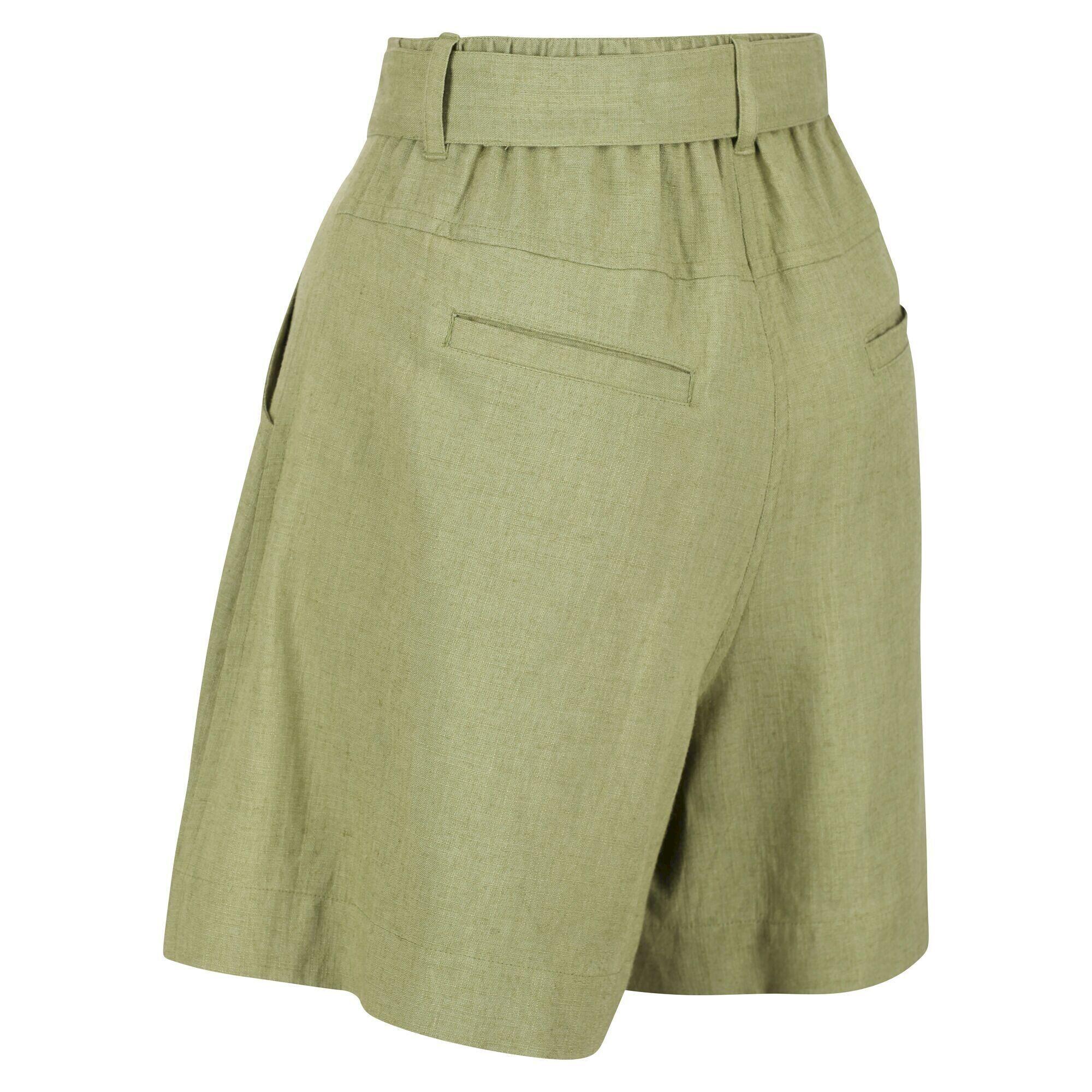 Womens/Ladies Sabela Paper Bag Shorts (Green Fields) 3/5