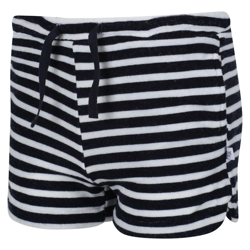 Childrens/Kids Dayana Towelling Stripe Casual Shorts (Marine / Wit)