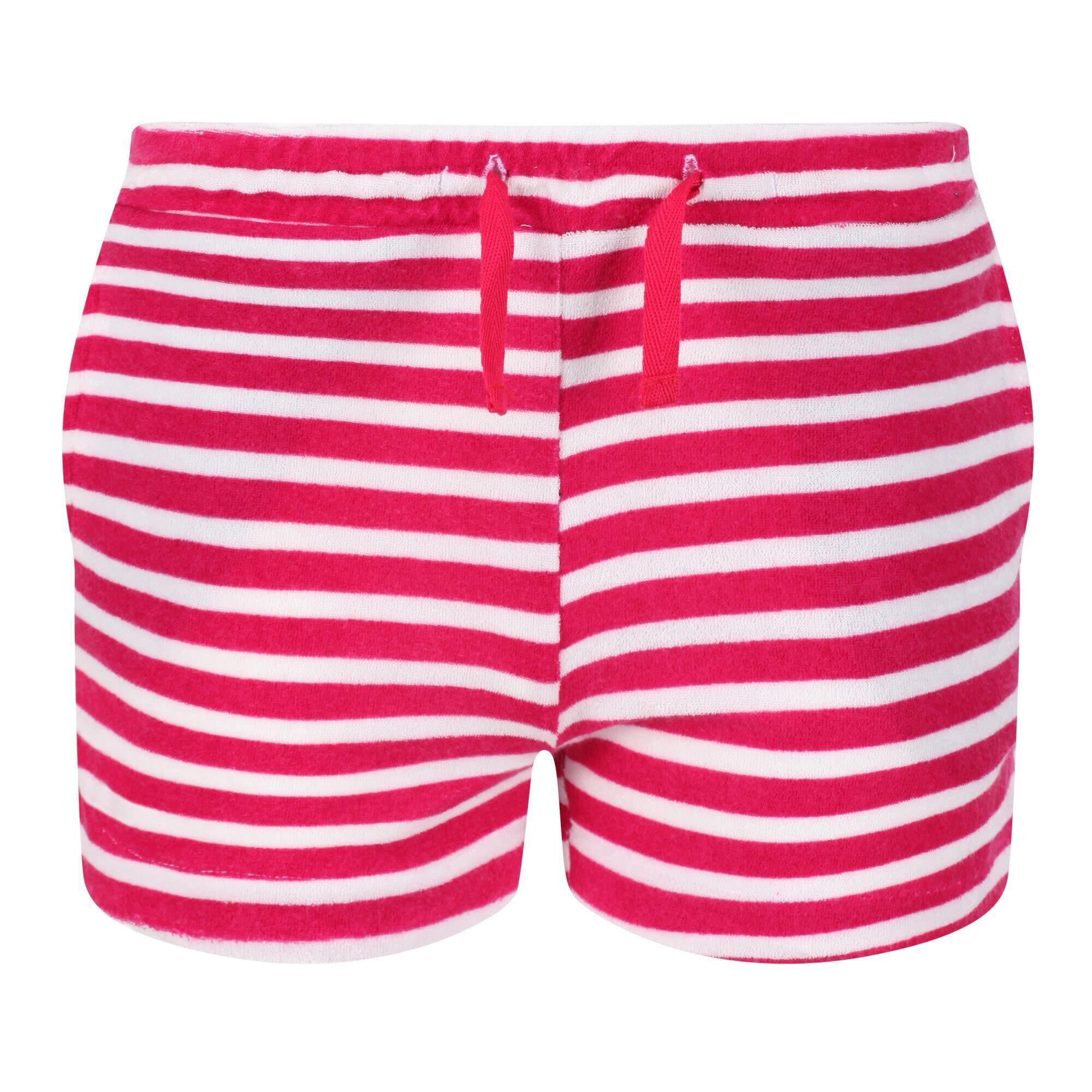 REGATTA Childrens/Kids Dayana Towelling Stripe Casual Shorts (Pink Fusion/White)