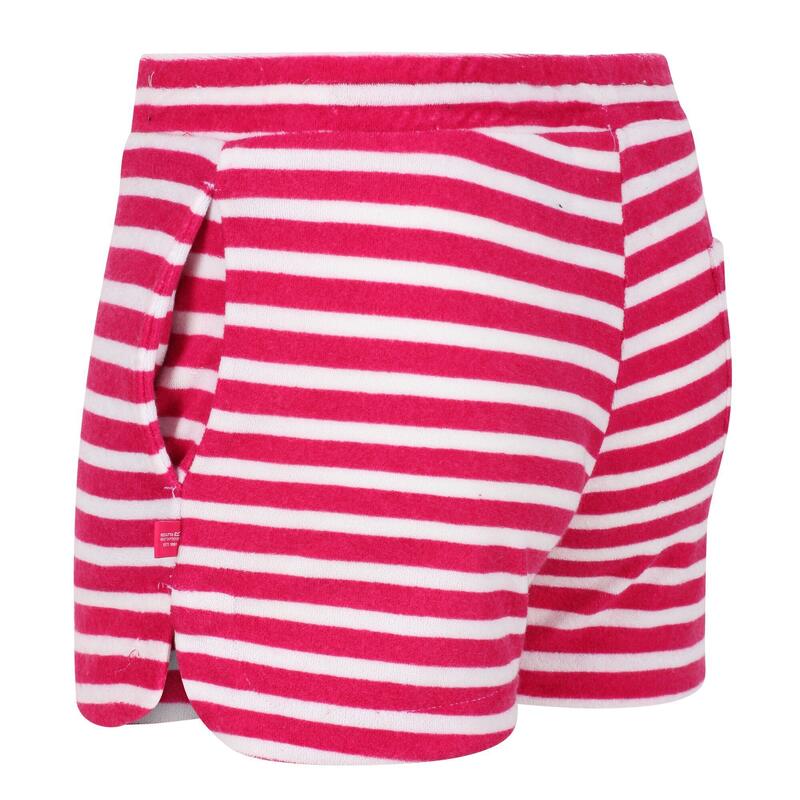 Childrens/Kids Dayana Towelling Stripe Casual Shorts (Roze Fusion/Wit)