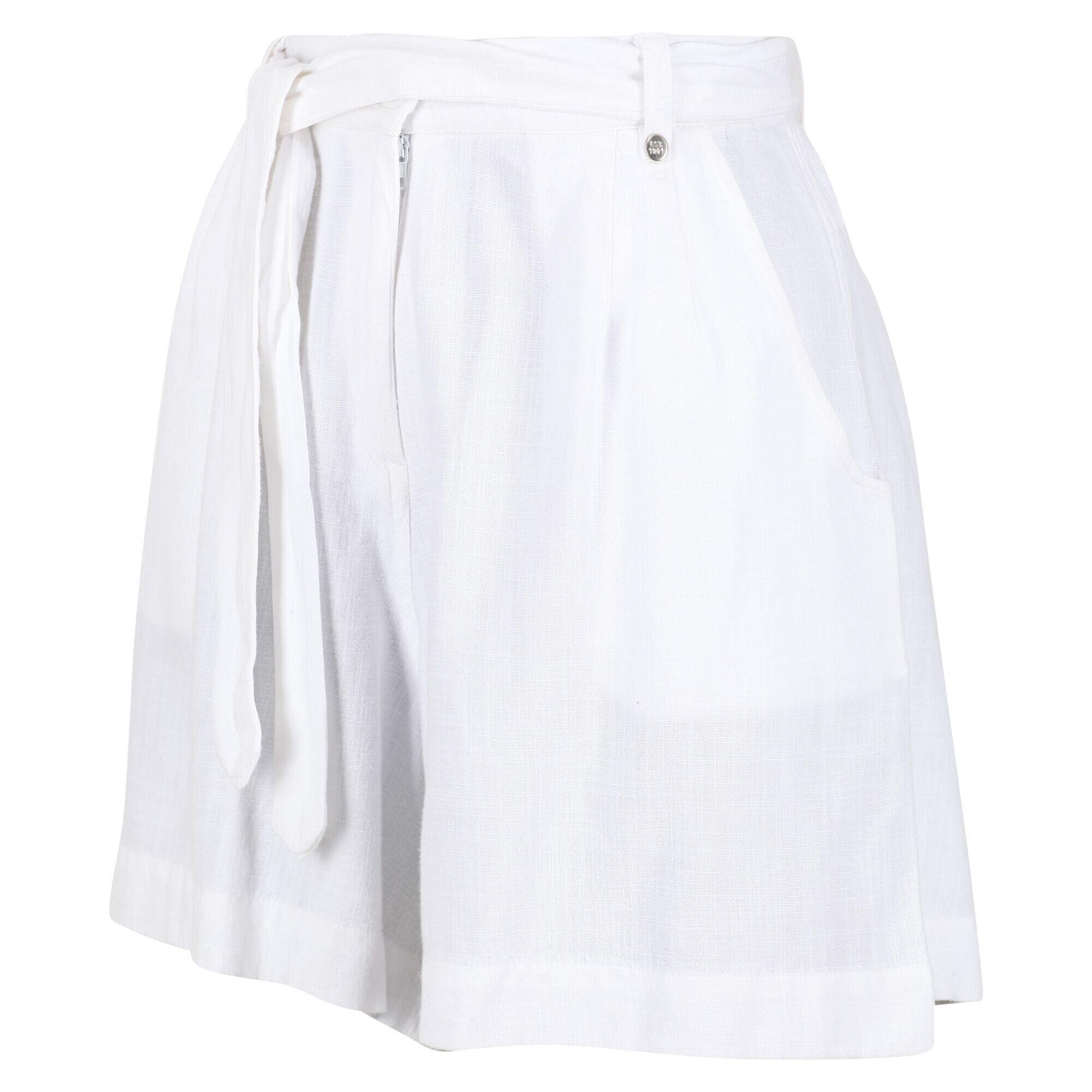 Womens/Ladies Sabela Paper Bag Shorts (White) 4/5