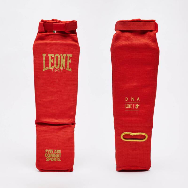 Espinilleras Kick Boxing Muay Thai Adulto Leone 1947 DNA Tubulares rojo