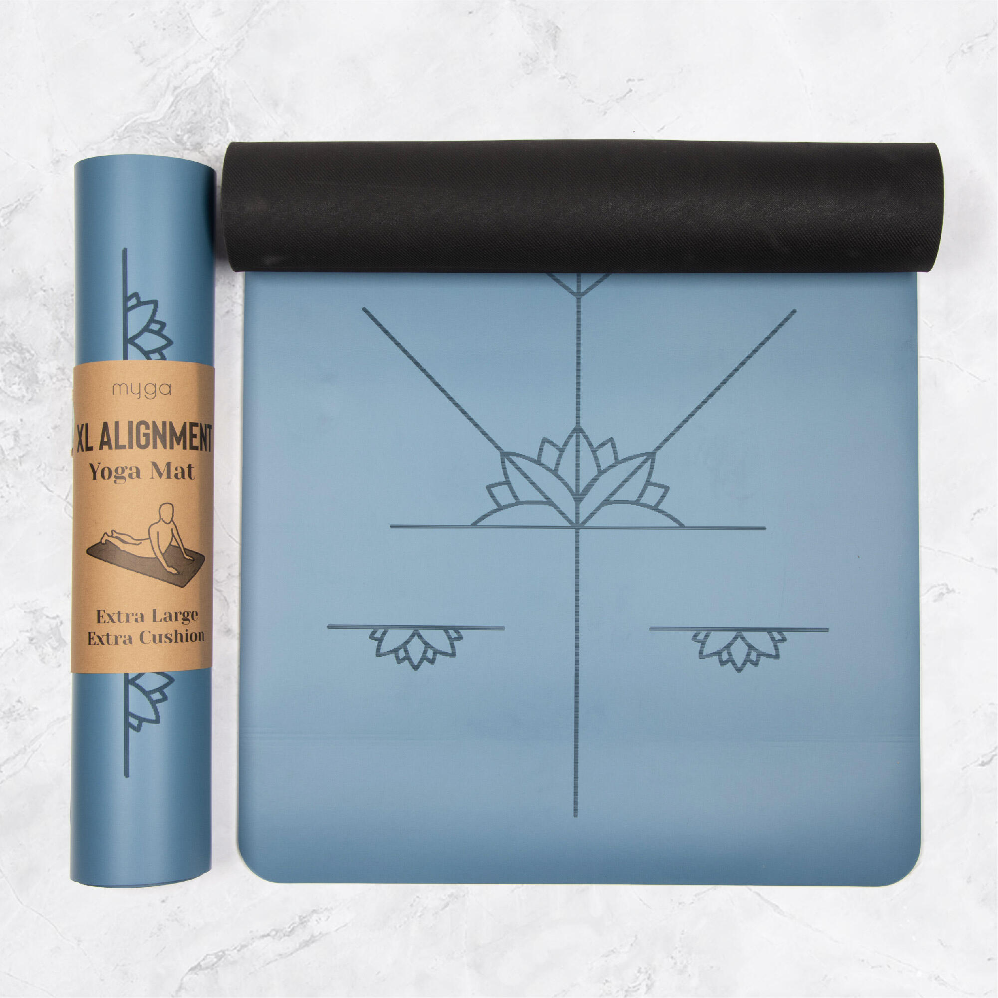 MYGA Myga Extra Large Blue Alignment Yoga Mat