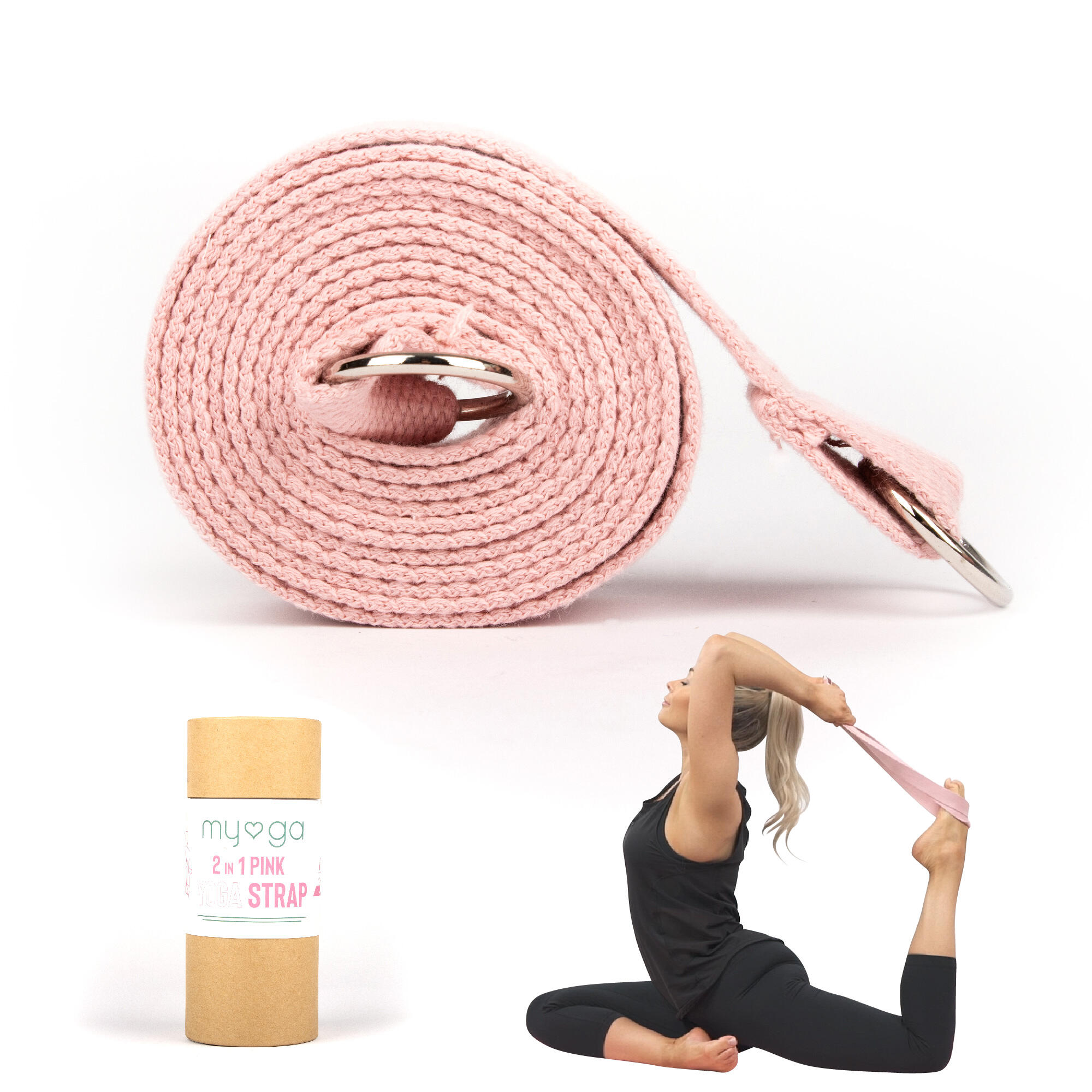 Myga 2 In 1 Yoga Belt & Sling - Dusty Pink 3/8