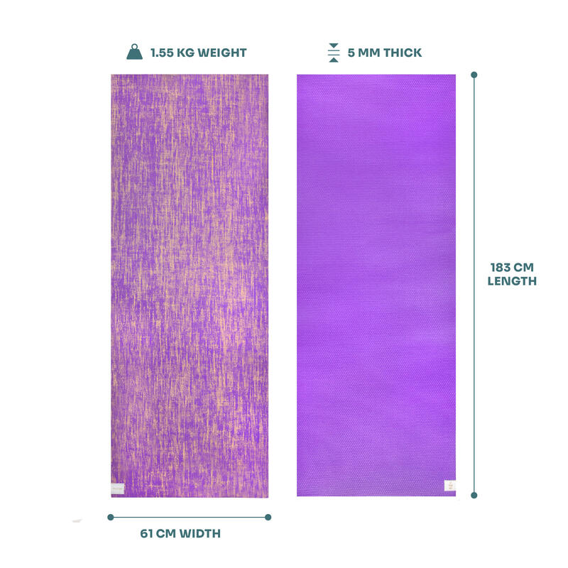 Saltea de yoga Myga din iută 5 mm - Violet