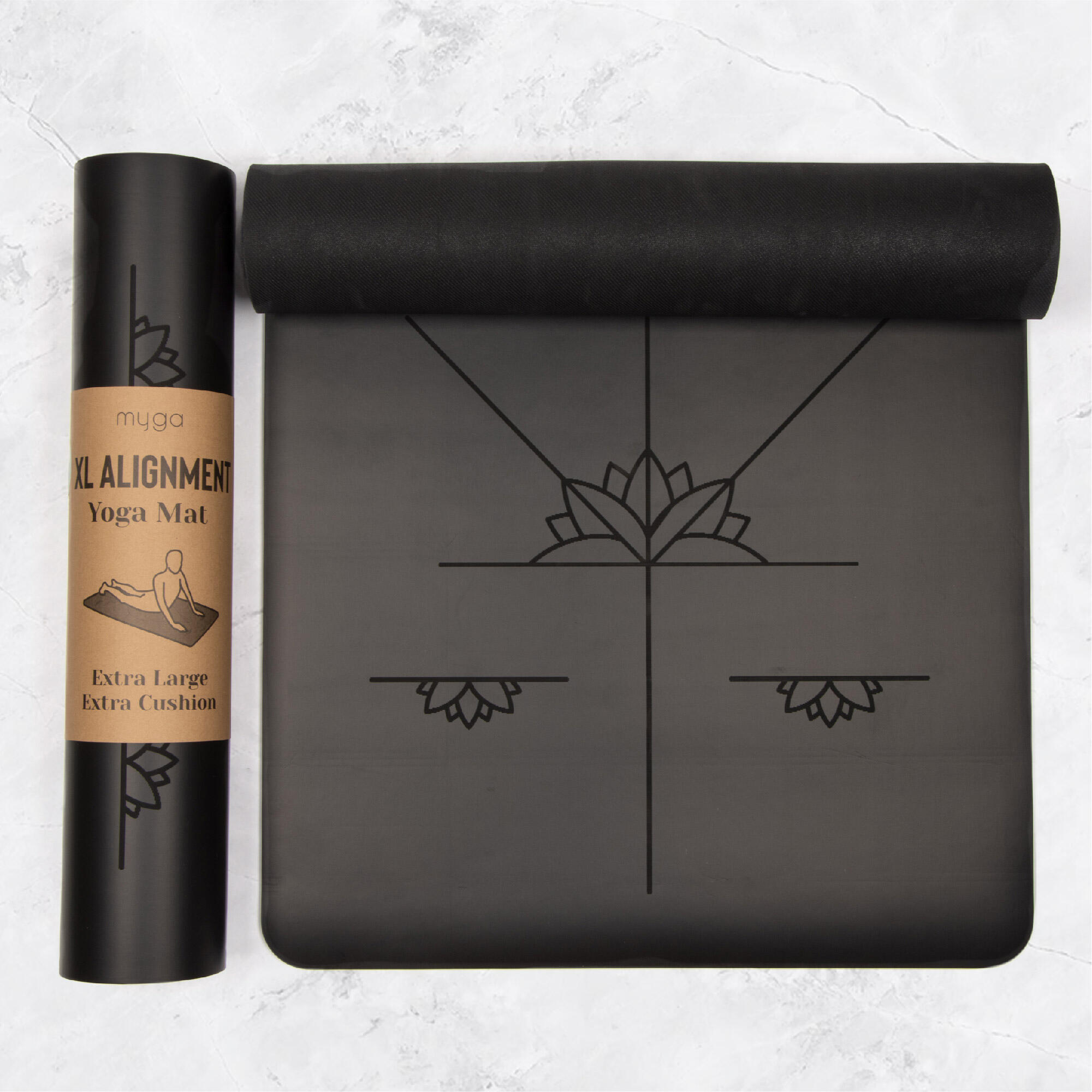 MYGA Myga Extra Large Black Alignment Yoga Mat