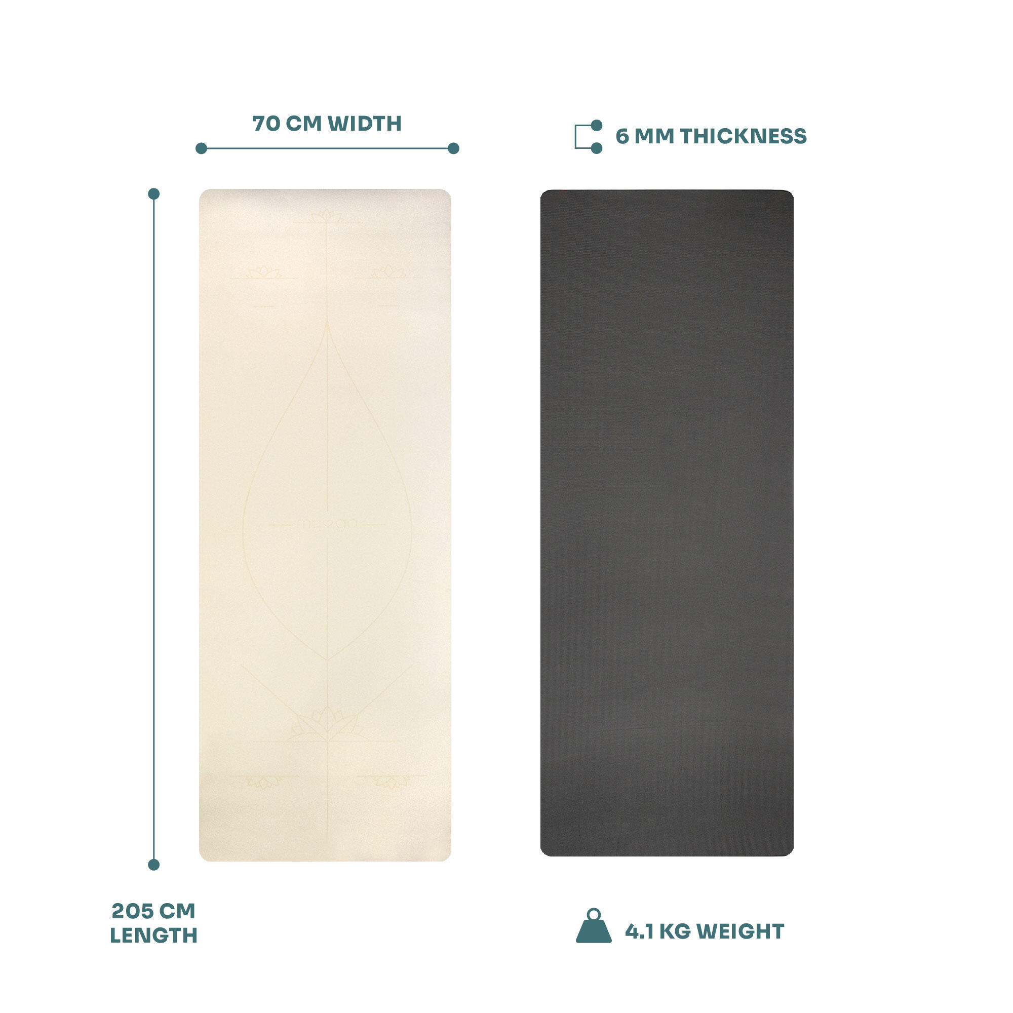 Myga Extra Large Cream Alignment Yoga Mat MYGA Decathlon