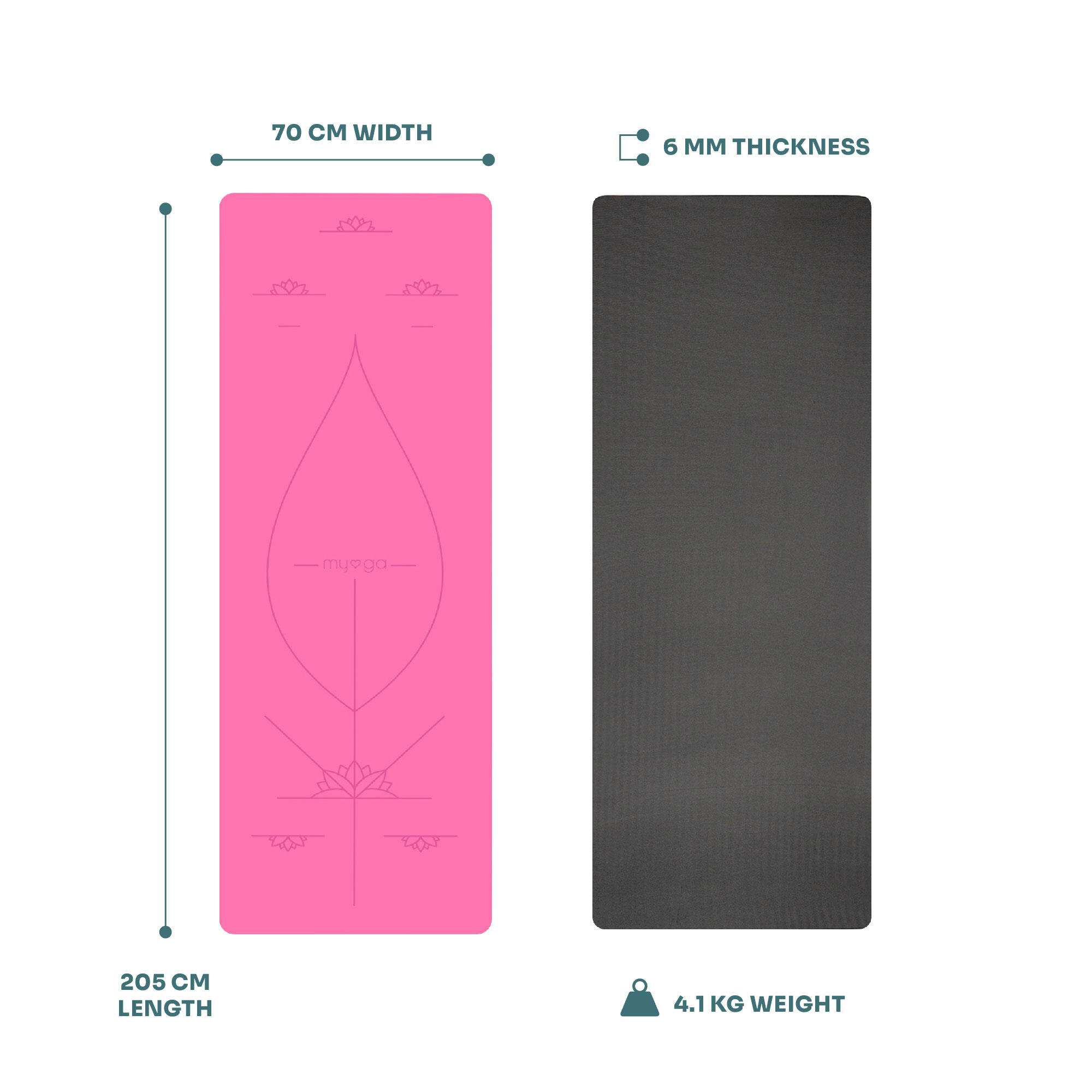 Myga Extra Large Pink Alignment Yoga Mat 6/8