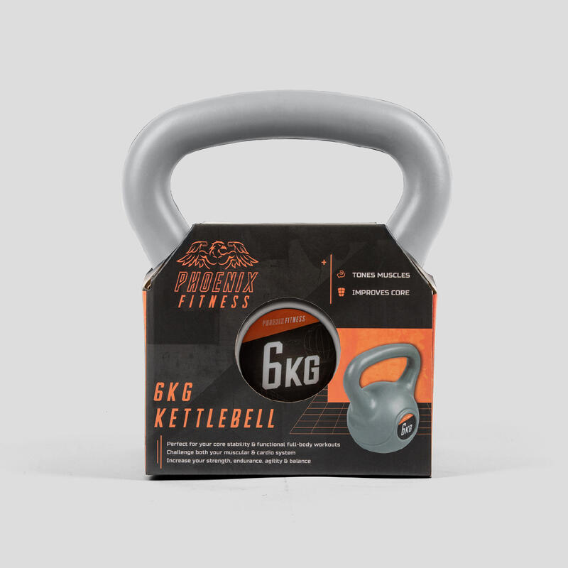 Kettlebell din vinil Phoenix Fitness, 6 kg, prindere lata